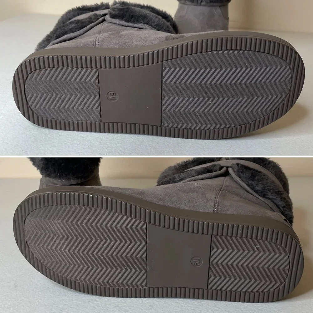 Guess Aussie Faux Fur Gray Ankle Booties Size 6
